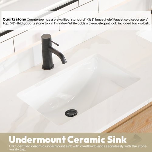 Ebern Designs Zytavious 60'' Wall Mounted Double Bathroom Vanity with Quartz Top with Mirror ...